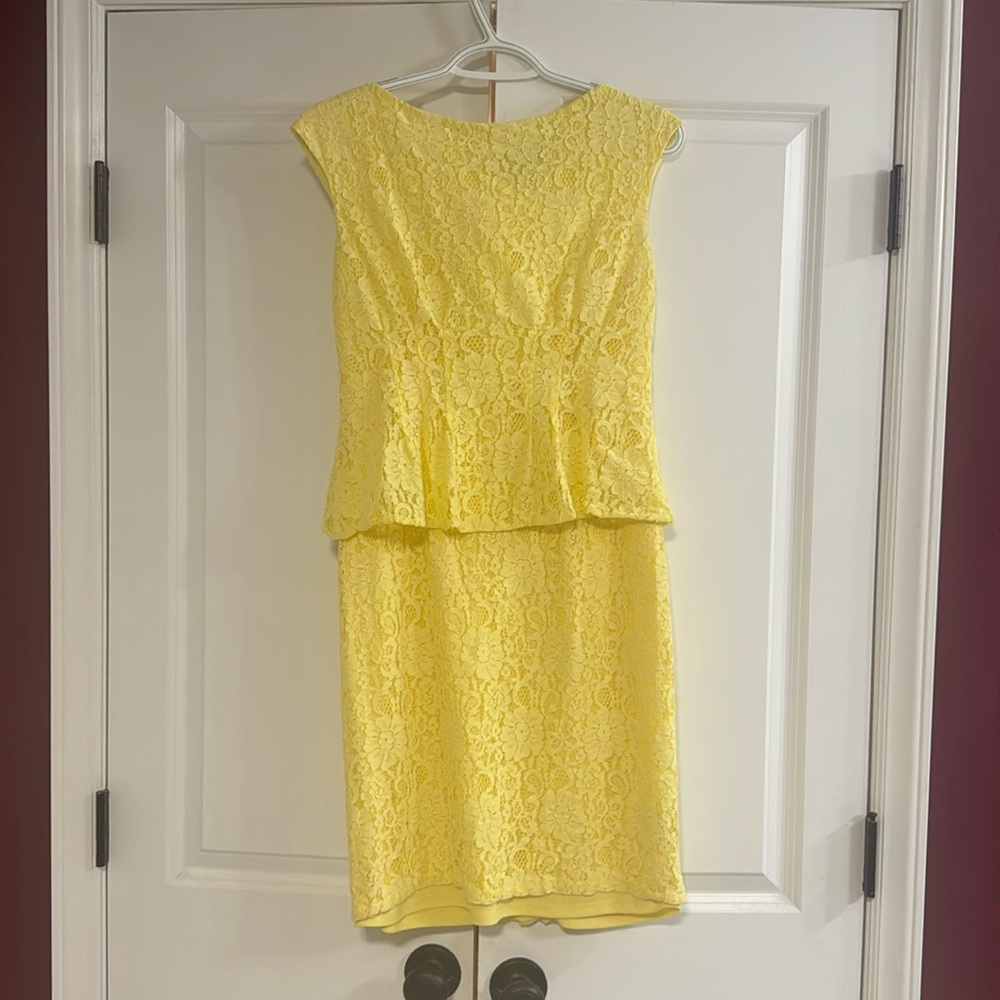 American Living yellow lace peplum dress